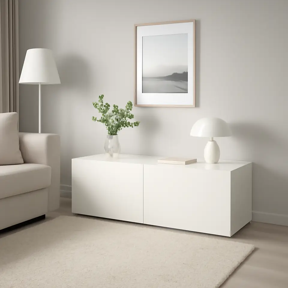 Møbelmontering BESTÅ Reol med døre, hvid/Lappviken hvid, 120x42x38 cm | Få et tilbud i dag