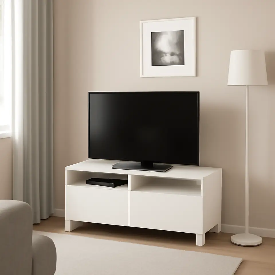 Møbelmontering BESTÅ Tv-bord med skuffer, hvid/Lappviken/Stubbarp hvid, 120x42x48 cm | Få et tilbud i dag