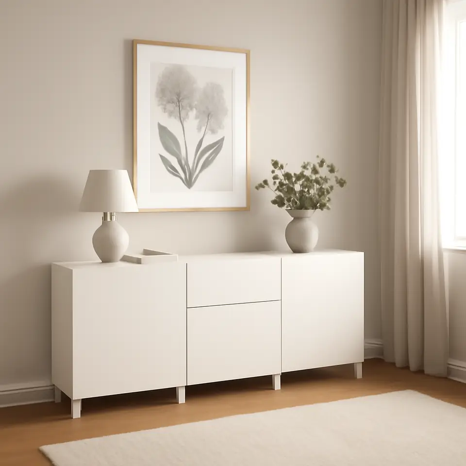 Møbelmontering BESTÅ Opbevaring med skuffer, hvid/Lappviken/Stubbarp hvid, 180x42x74 cm | Samling af Møbler i Rødovre & Kbh