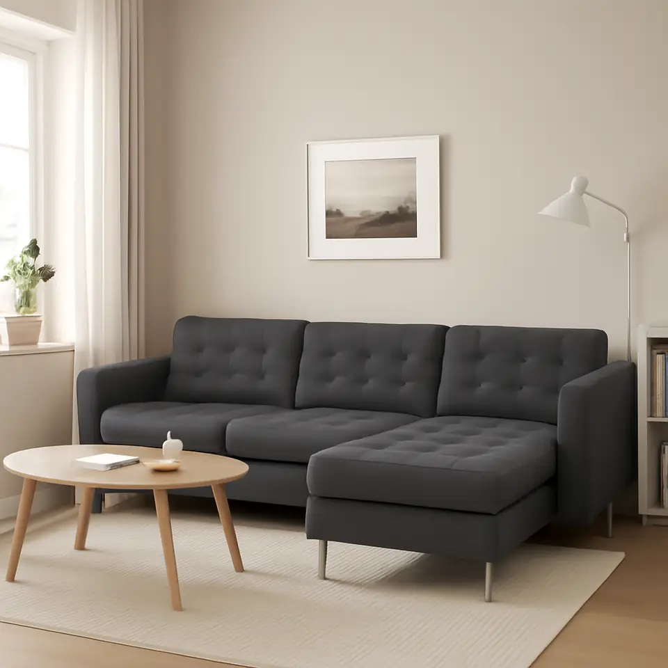 Møbelmontering LANDSKRONA 4-pers. sofa, med chaiselong/Gunnared mørkegrå/forkromet | Samling af Møbler i Rødovre & Kbh