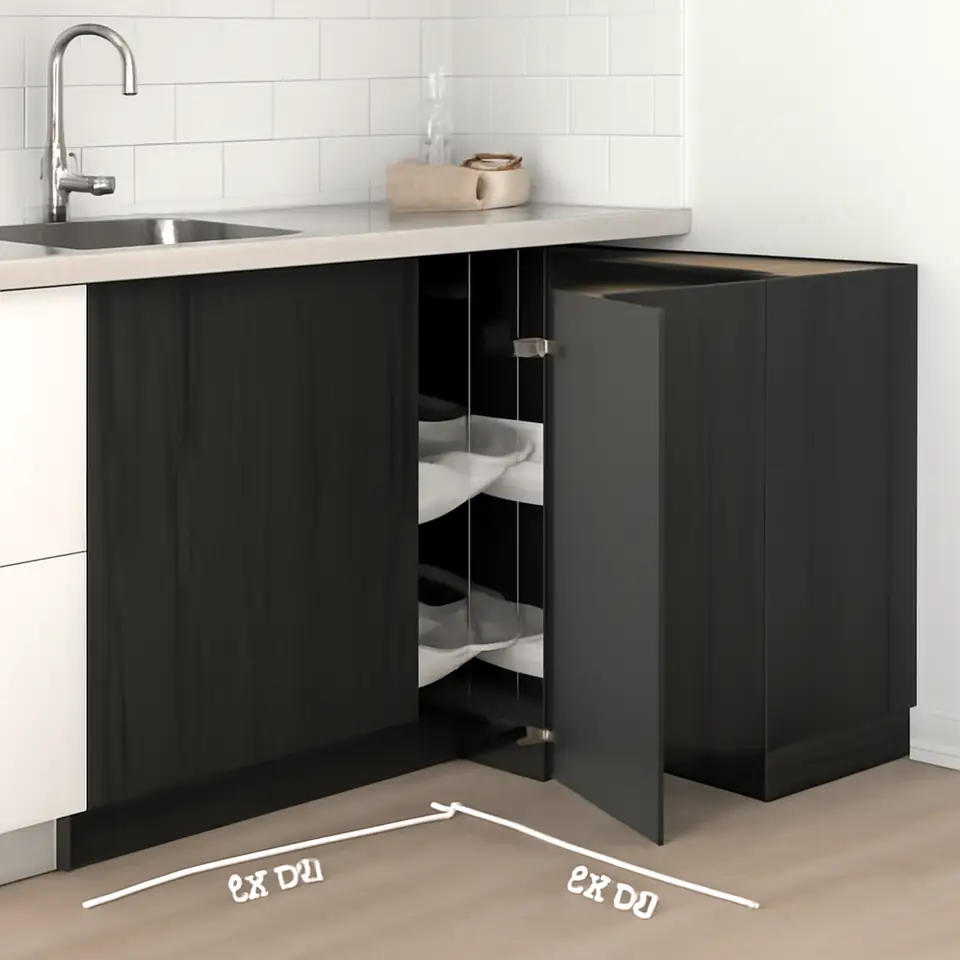 Møbelmontering METOD Hjørneunderskab med karrusel, sort/Voxtorp mørkegrå, 88×88 cm | Billig & Hurtig i København