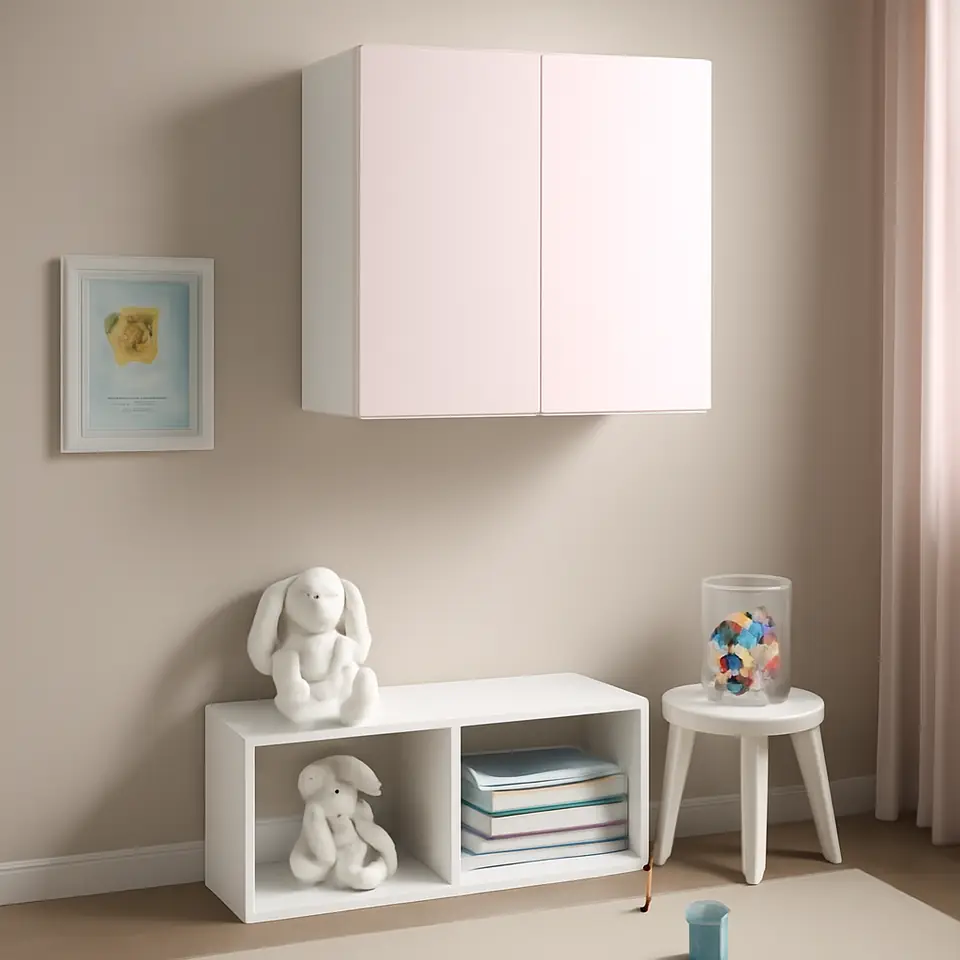 Møbelmontering SMÅSTAD Vægskab, hvid lyserød/med 1 hylde, 60x32x60 cm | Professionel Møbelmontør
