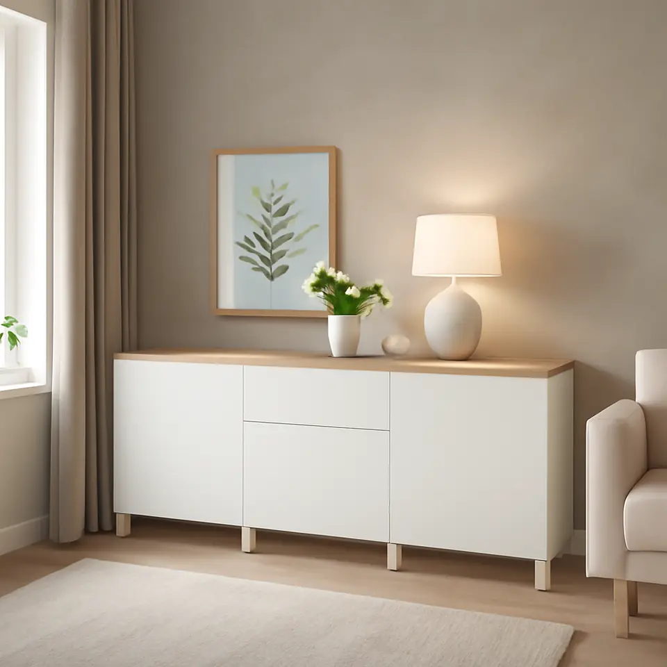 Møbelmontering BESTÅ Opbevaring med skuffer, hvid/Lappviken/Stubbarp hvid, 180x42x76 cm | Samling af Møbler i Rødovre & Kbh