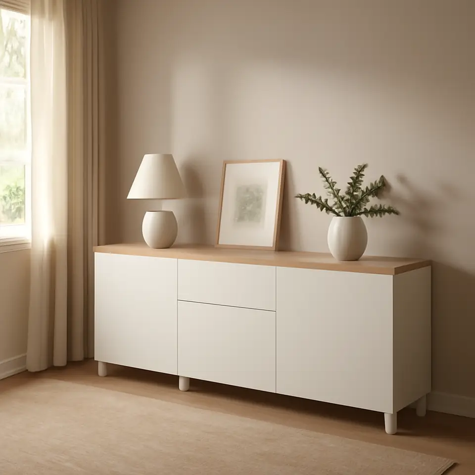 Møbelmontering BESTÅ Opbevaring med skuffer, hvid/Lappviken/Stubbarp hvid, 180x42x76 cm | Professionel Møbelmontør