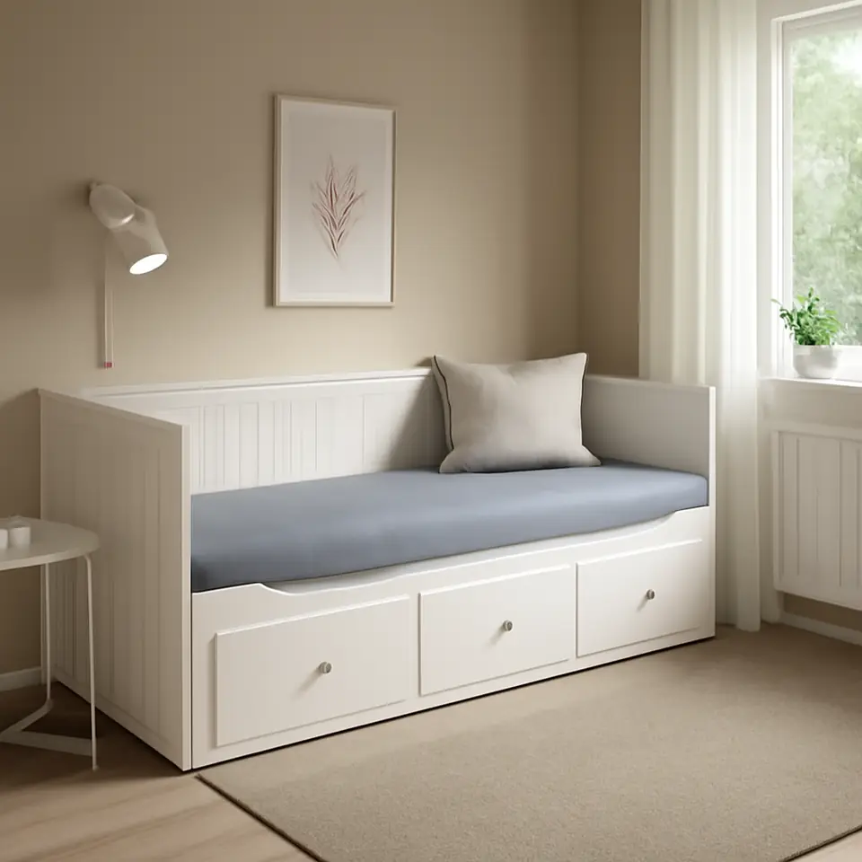 Møbelmontering HEMNES Sovesofa 3 skuffer/2 madrasser, hvid/Ågotnes fast, 80×200 cm | Professionel Møbelmontør