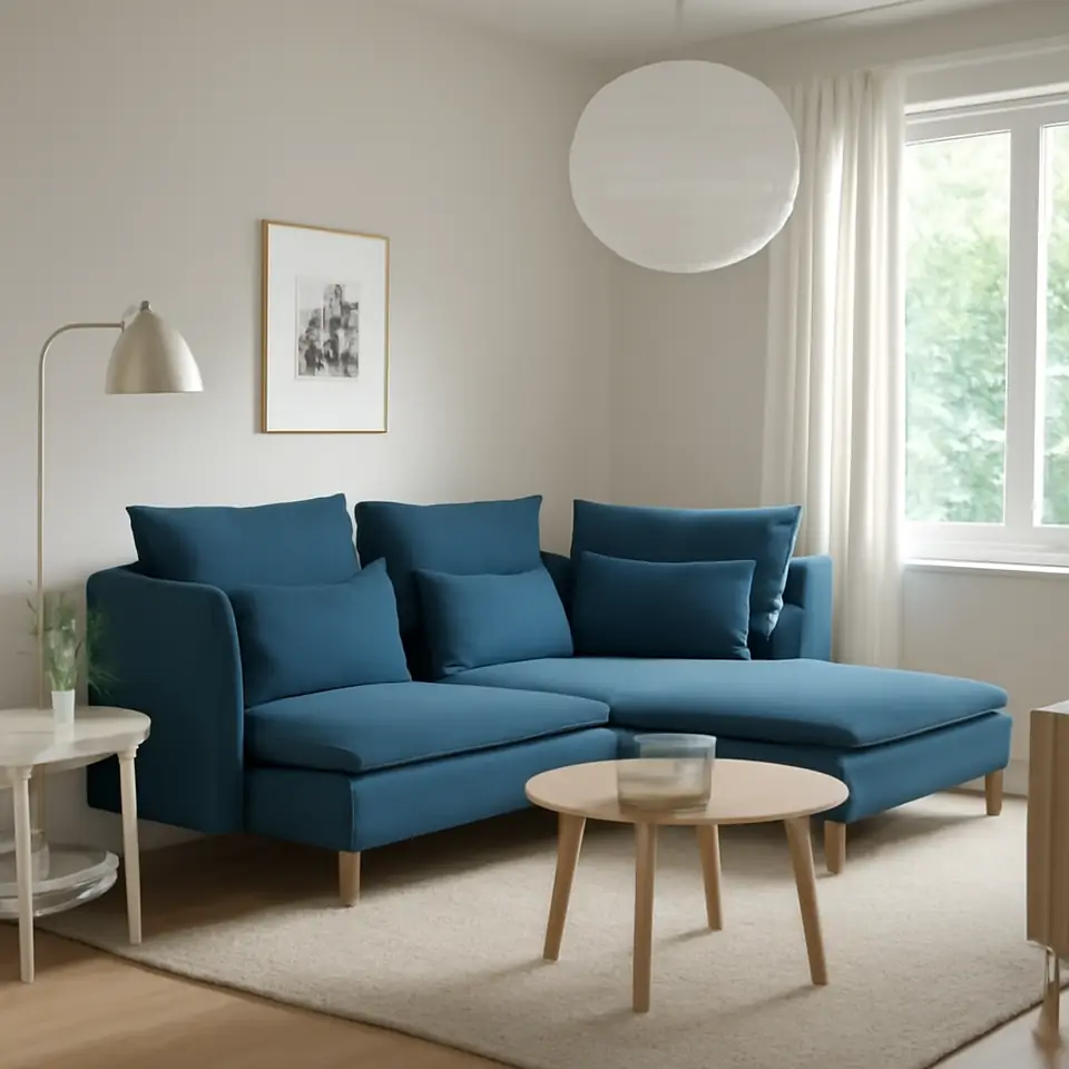 Møbelmontering SÖDERHAMN 3-pers. sofa, med åben ende/Tallmyra blå | Billig & Hurtig i København