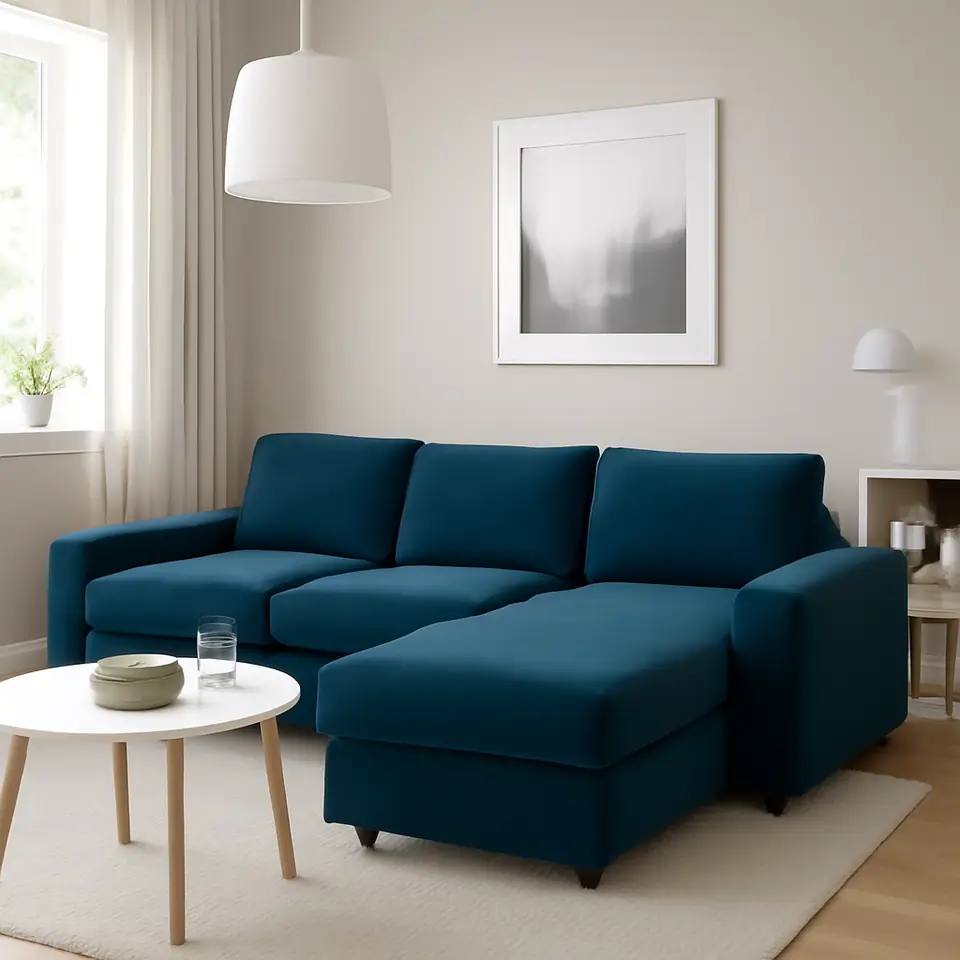 Møbelmontering VIMLE 3-pers. sofa med chaiselong, med brede armlæn/Djuparp mørk blågrøn | Samling af Møbler i Rødovre & Kbh