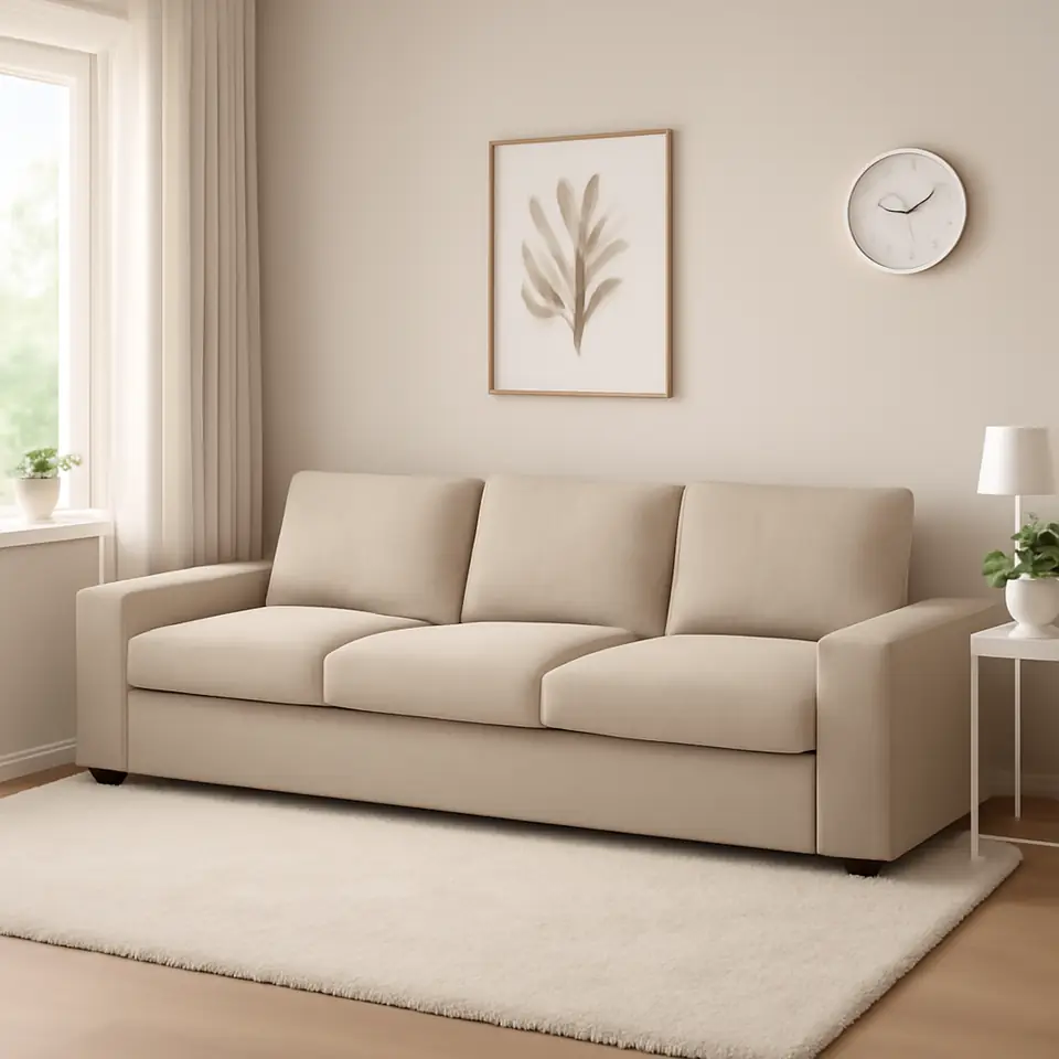 Møbelmontering VIMLE 3-pers. sofa, med brede armlæn/Hillared beige | Professionel Møbelmontør