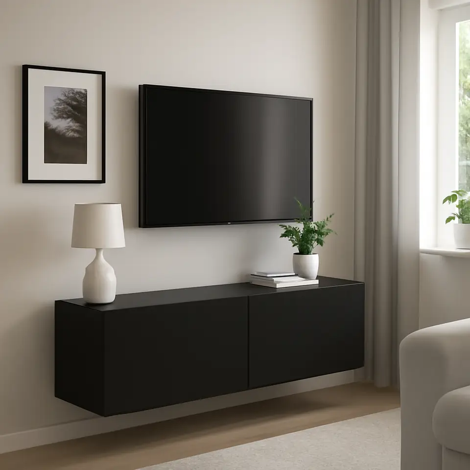 Møbelmontering BESTÅ Vægmonteret skabskombination, sortbrun/Lappviken, 120x42x38 cm | Professionel Møbelmontør