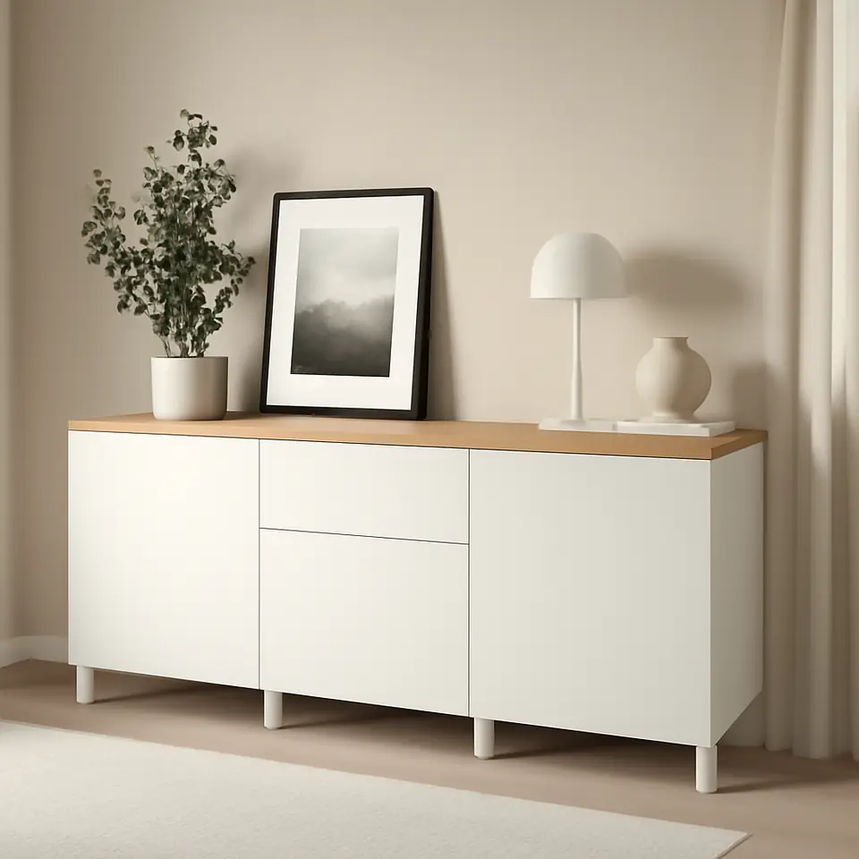 Møbelmontering BESTÅ Opbevaring med skuffer, hvid/Lappviken/Stubbarp hvid, 180x42x76 cm | Fast Pris i Storkøbenhavn
