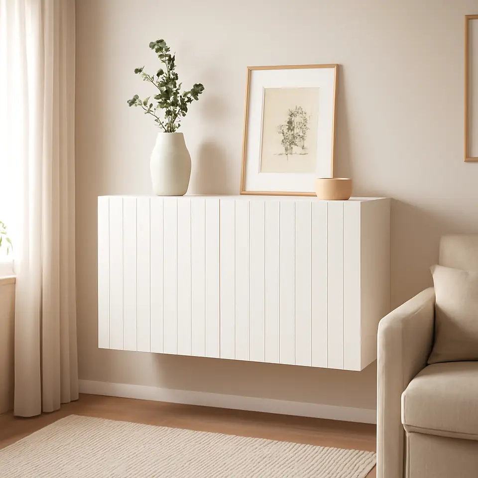 Møbelmontering BESTÅ Vægmonteret skabskombination, hvid/Sutterviken, 120x42x64 cm | Samling af Møbler i Rødovre & Kbh