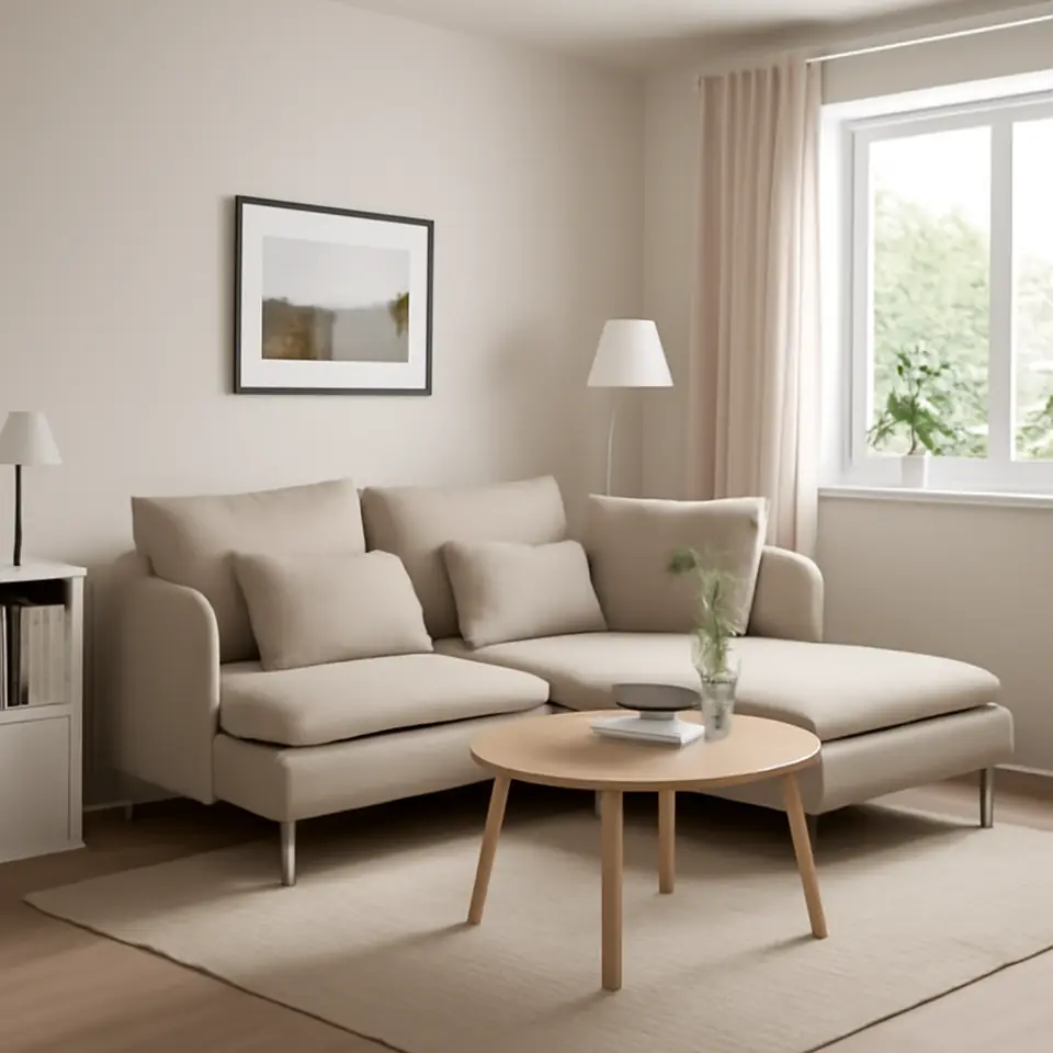Møbelmontering SÖDERHAMN 3-pers. sofa, med åben ende/Fridtuna lys beige | Få et tilbud i dag