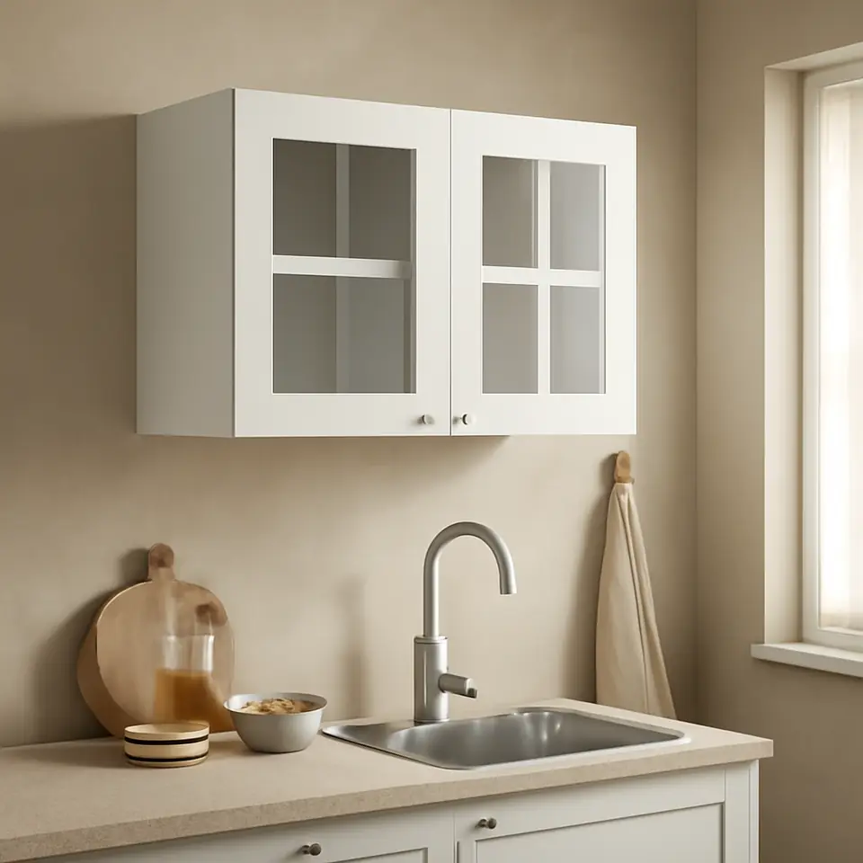Møbelmontering METOD Vægskab med 2 vitrinelåger, hvid/Stensund hvid, 80×40 cm | Professionel Møbelmontør