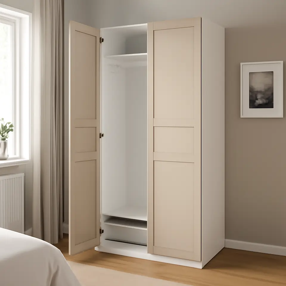 Møbelmontering PAX / FLISBERGET Garderobeskab, hvid/lys beige, 100x60x236 cm | Få et tilbud i dag