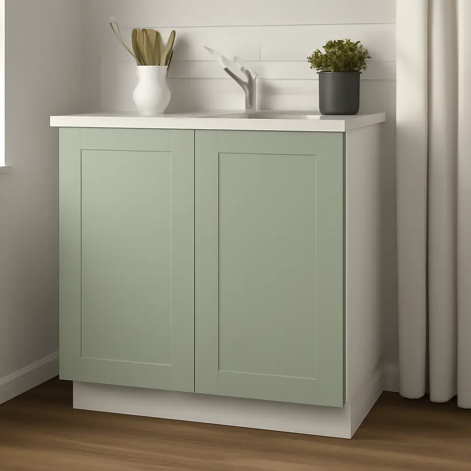 Møbelmontering METOD Underskab til vask med 2 låger, hvid/Stensund lysegrøn, 80×60 cm | Professionel Møbelmontør