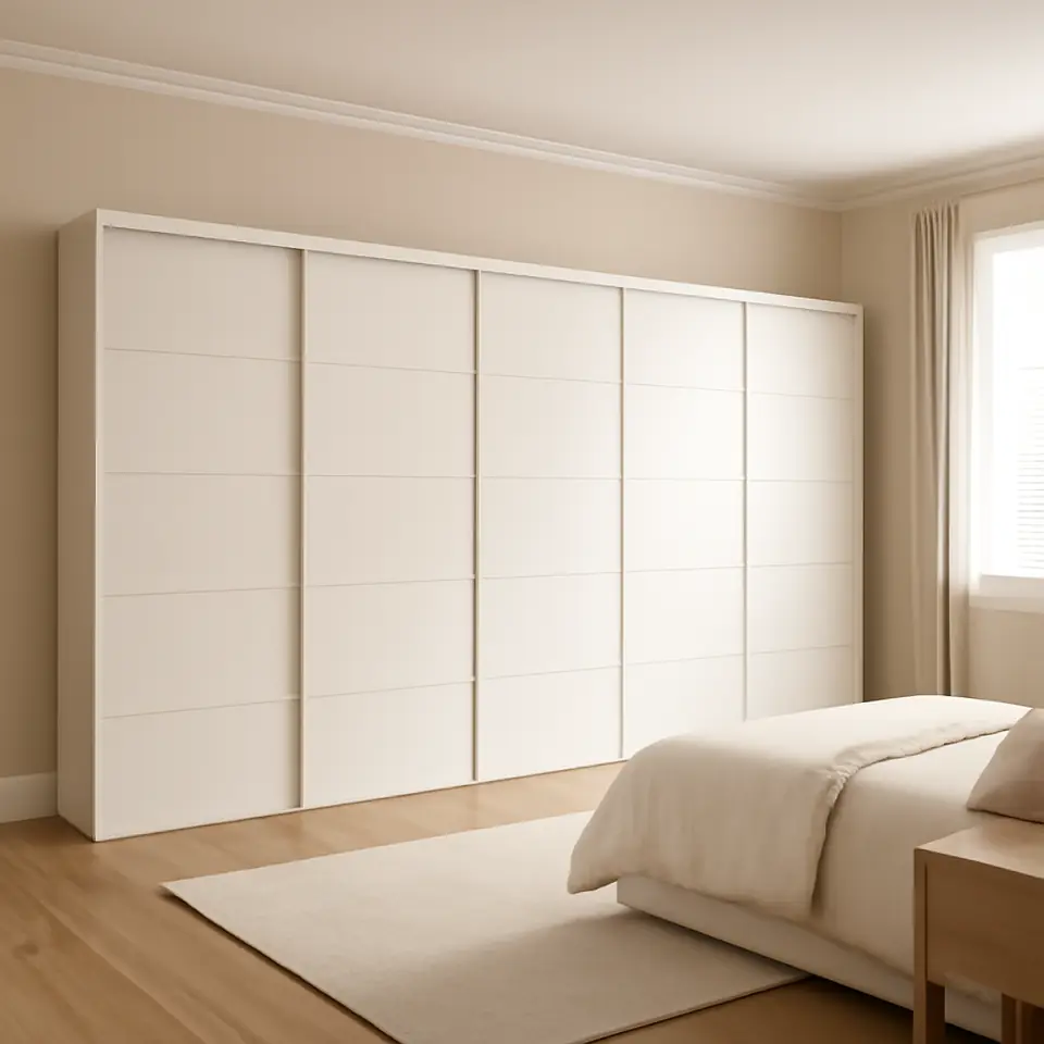 Møbelmontering SKYTTA / MEHAMN Skydedør, kombination, hvid/dobbeltsidet hvid, 603×205 cm | Billig & Hurtig i København