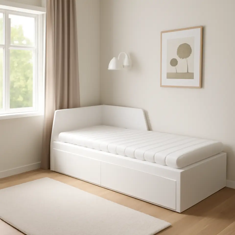 Møbelmontering FLEKKE Sovesofa 2 skuffer/2 madrasser, hvid/Åfjäll medium, 80×200 cm | Billig & Hurtig i København