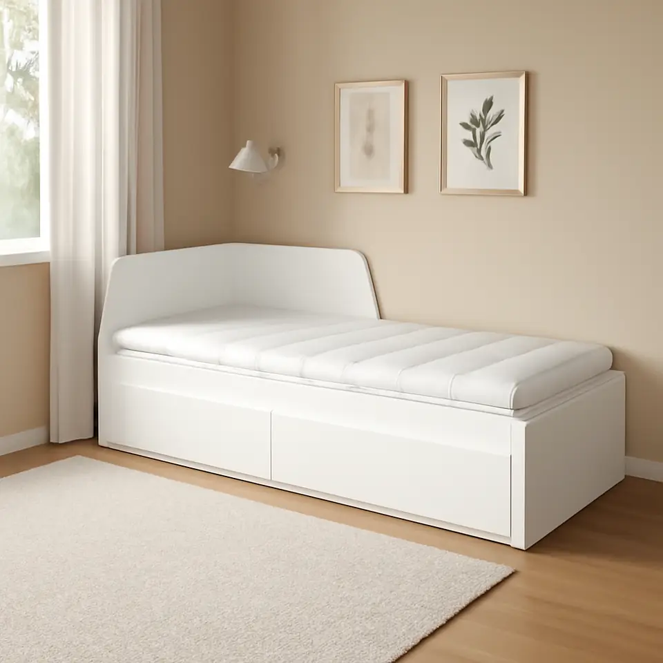 Møbelmontering FLEKKE Sovesofa 2 skuffer/2 madrasser, hvid/Åfjäll medium, 80×200 cm | Professionel Møbelmontør