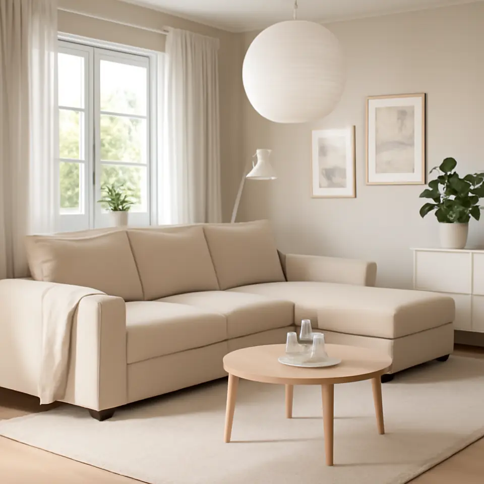 Møbelmontering VIMLE 3-pers. sovesofa med chaiselong, med brede armlæn/Hallarp beige | Professionel Møbelmontør