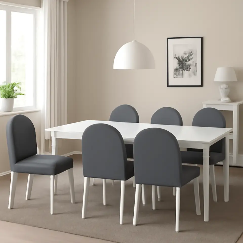 Møbelmontering DANDERYD / DANDERYD Bord og 6 stole, hvid/Vissle grå, 180 cm | Samling af Møbler i Rødovre & Kbh