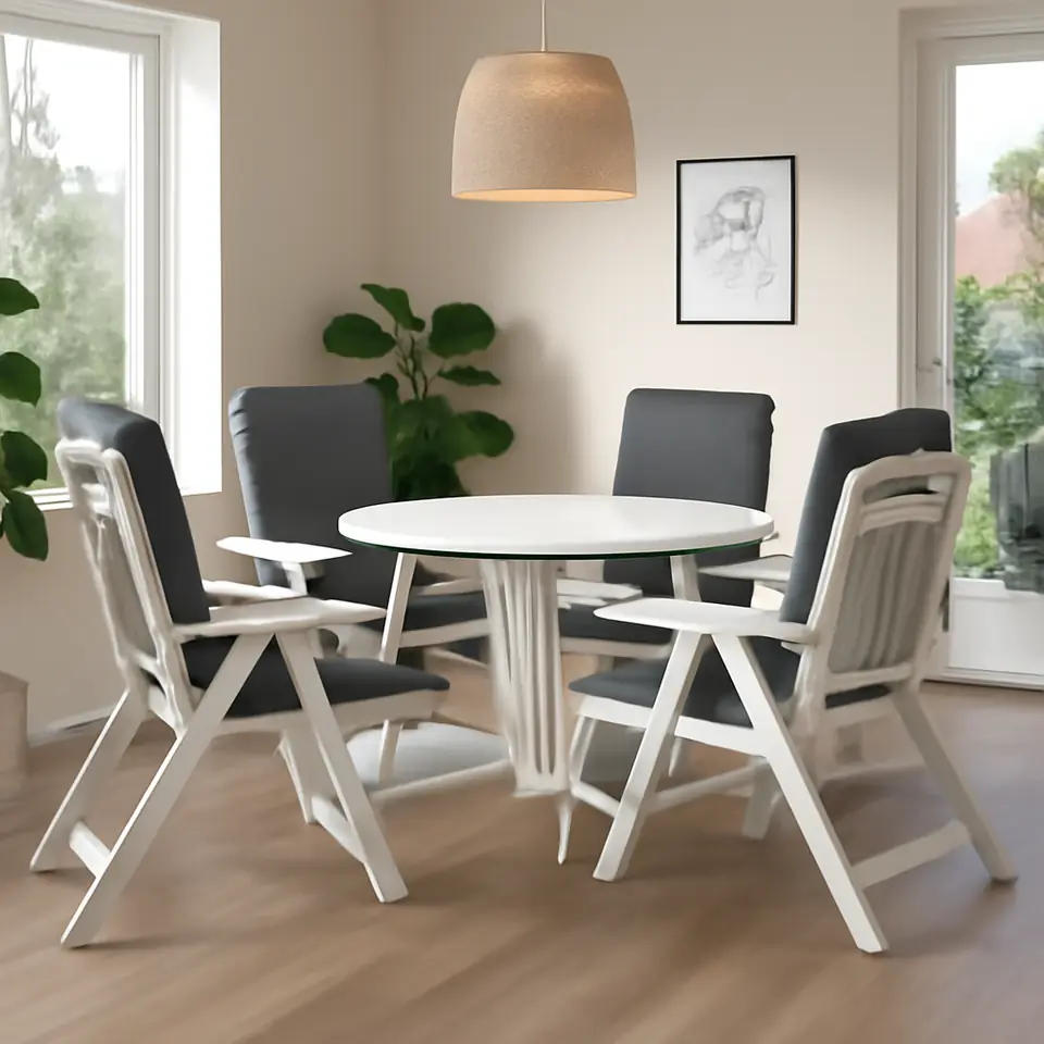 Møbelmontering BONDHOLMEN Bord+4 hvilestole, ude, hvid/beige/Frösön/Duvholmen mørkegrå | Samling af Møbler i Rødovre & Kbh