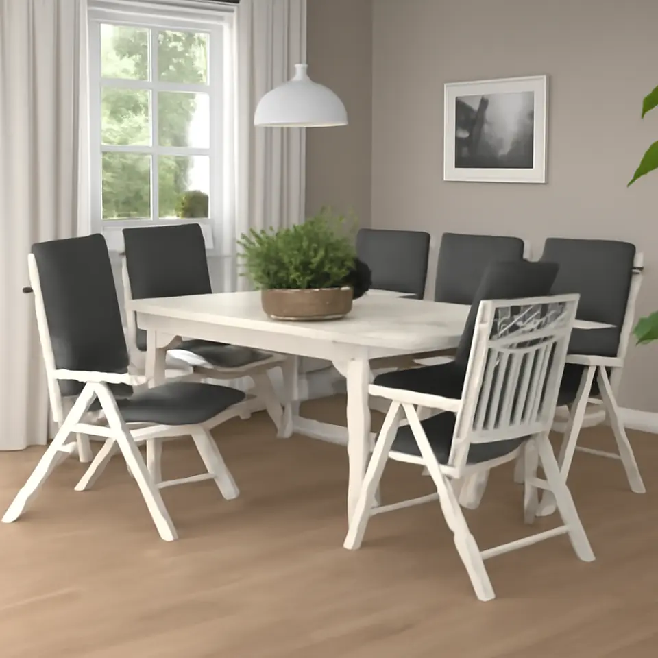 Møbelmontering BONDHOLMEN Bord+6 hvilestole, ude, hvid/beige/Frösön/Duvholmen mørkegrå | Fast Pris i Storkøbenhavn
