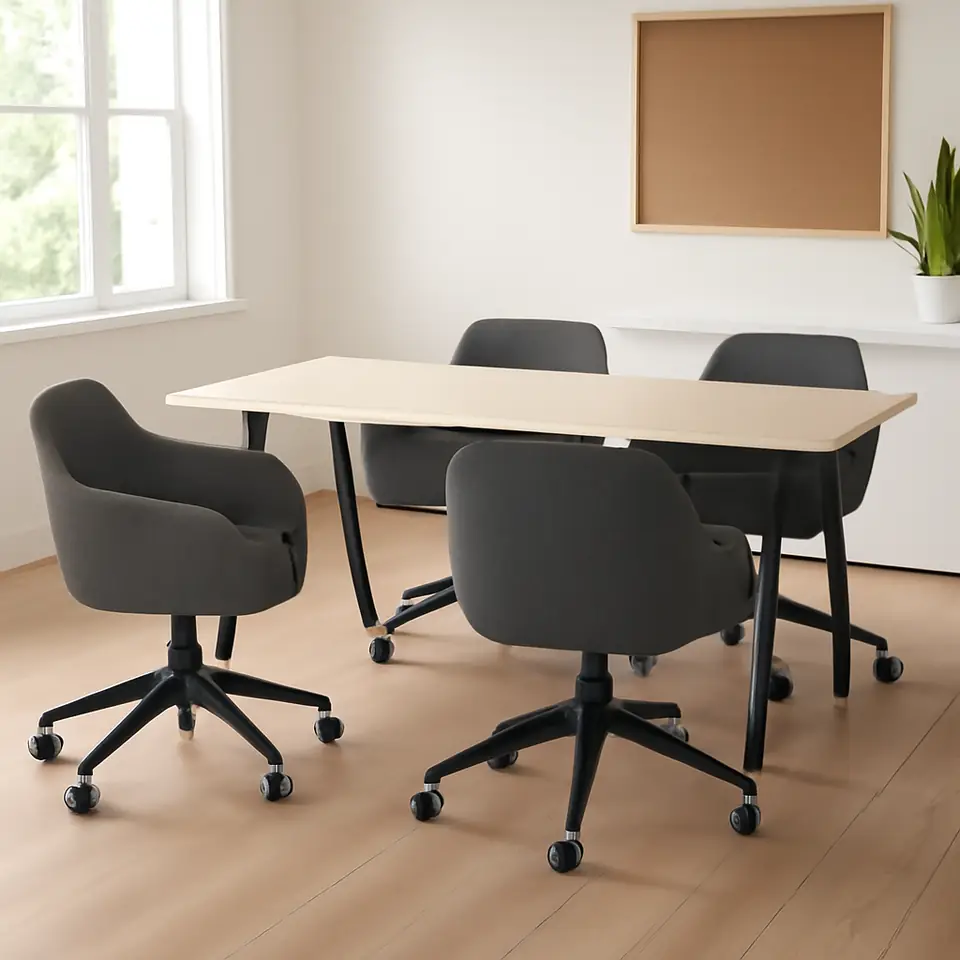 Møbelmontering TROTTEN / TOSSBERG Konferencebord og stole, beige antracit/mørkegrå, 160×80 cm | Fast Pris i Storkøbenhavn