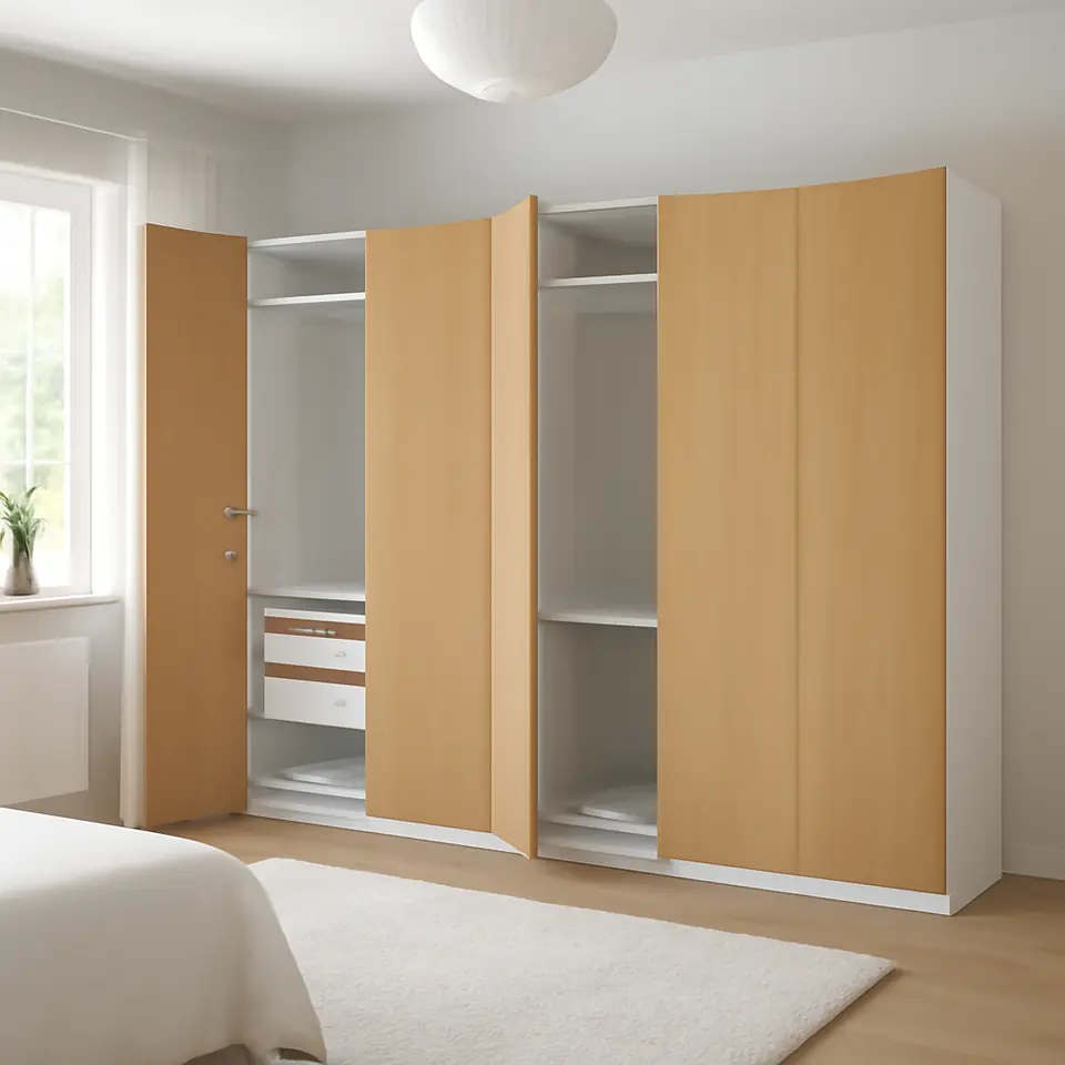 Møbelmontering PAX / STORKLINTA Garderobekombination, hvid/egetræsmønstret, 300x60x236 cm | Billig & Hurtig i København