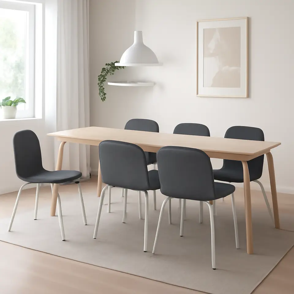 Møbelmontering LISABO / KARLPETTER Bord og 6 stole, asketræsfiner/GUNNARED mellemgrå hvid, 200×78 cm | Få et tilbud i dag