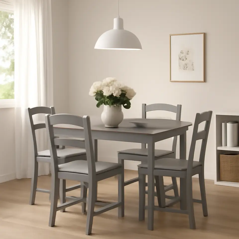Møbelmontering HAUGA / HAUGA Bord og 4 stole, grå/grå, 118×74 cm | Professionel Møbelmontør