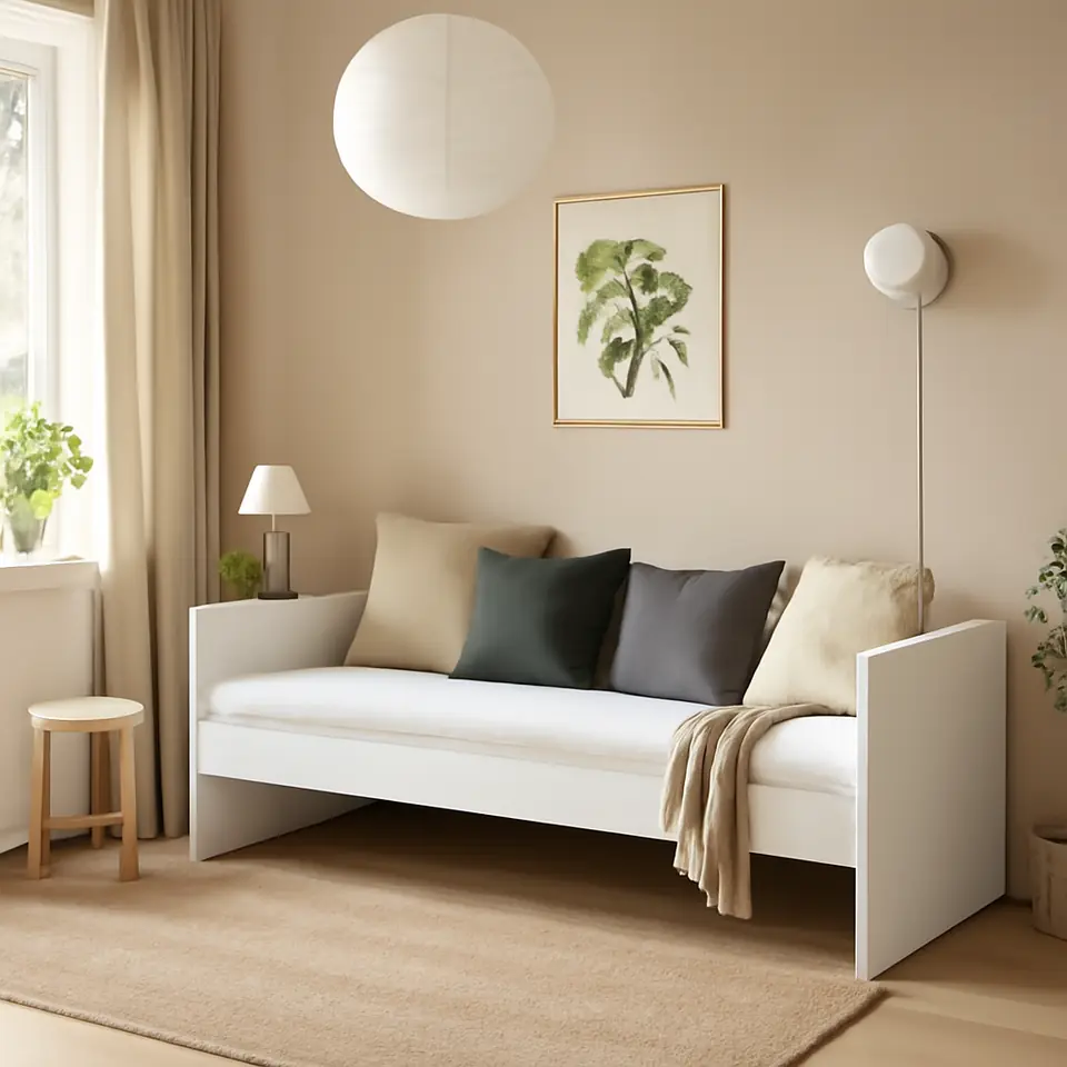 Møbelmontering VIHALS Sovesofa med 1 madras, hvid/Åfjäll fast, 80×200 cm | Professionel Møbelmontør