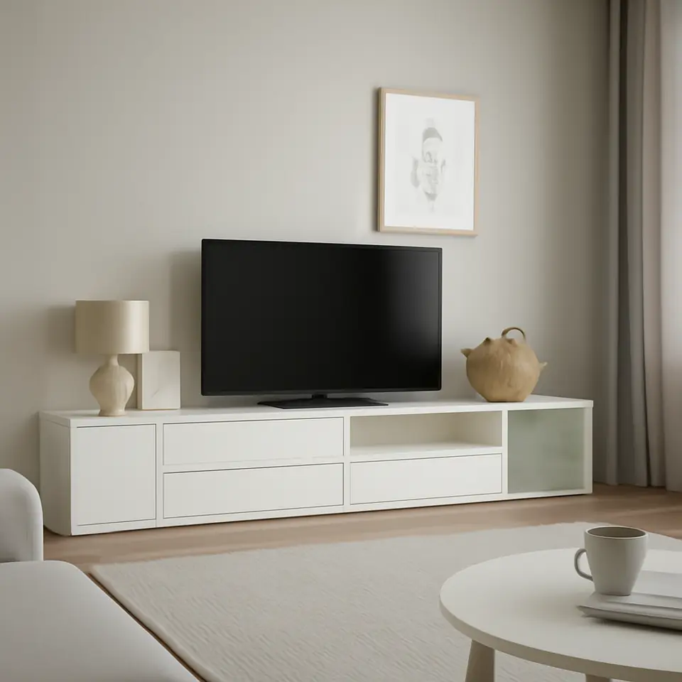 Møbelmontering EKET Medieopbevaring, kombination, hvid/klart glas, 210x35x35 cm | Samling af Møbler i Rødovre & Kbh