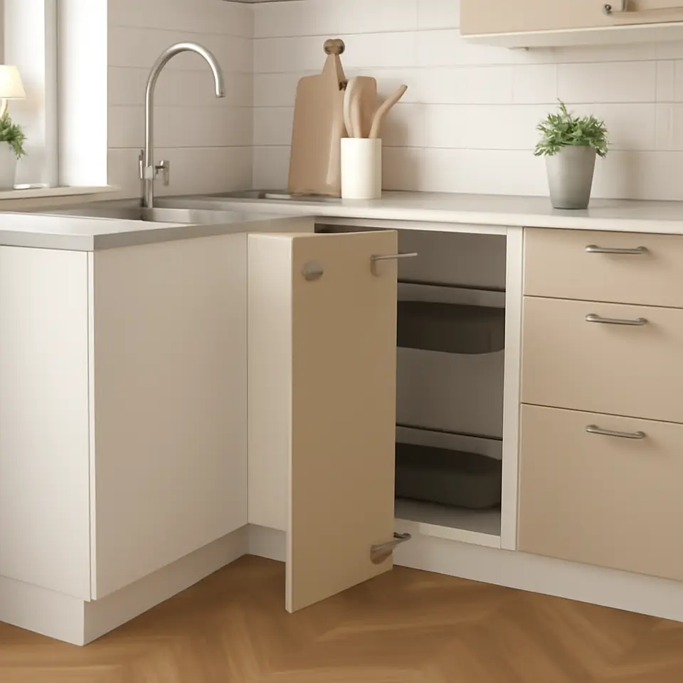 Møbelmontering METOD Hjørneunderskab med karrusel, hvid/Havstorp beige, 88×88 cm | Få et tilbud i dag