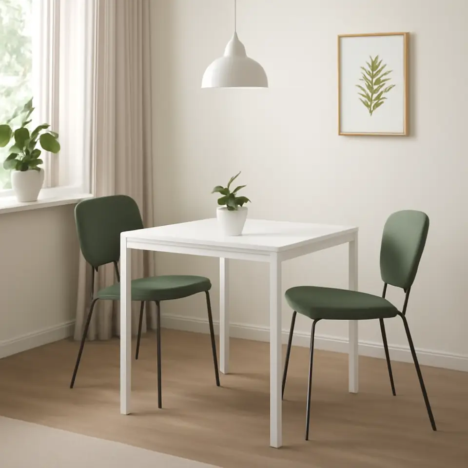 Møbelmontering VIHALS / VIHALS Bord og 2 stole, hvid hvid/grøn Tibbleby grågrøn, 74×74 cm | Få et tilbud i dag
