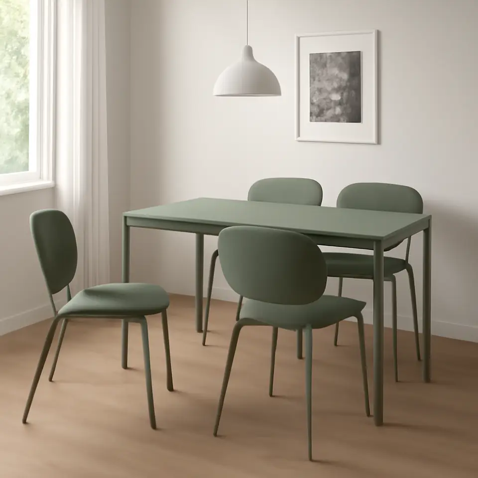 Møbelmontering VIHALS / VIHALS Bord og 4 stole, grøn/grøn Tibbleby grågrøn, 120/180×74 cm | Fast Pris i Storkøbenhavn