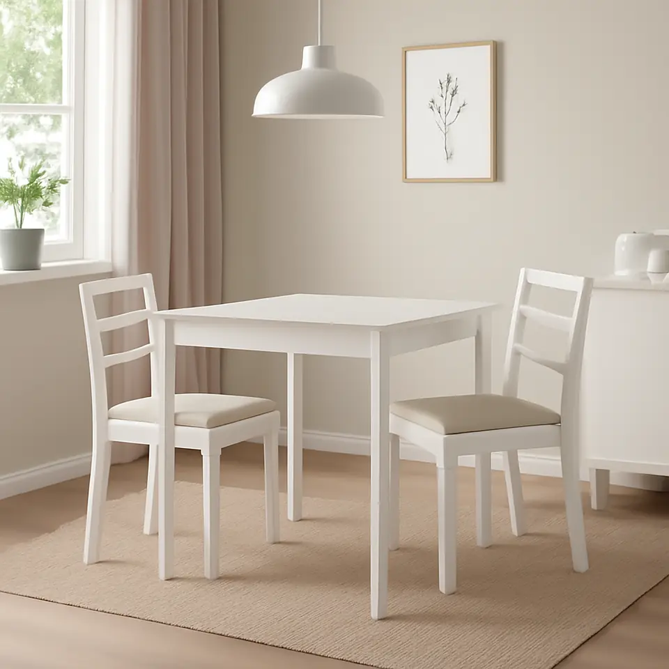 Møbelmontering TONSTAD / TONSTAD Bord og 2 stole, råhvid/råhvid Fridtuna lys beige, 80/120×70 cm | Samling af Møbler i Rødovre & Kbh