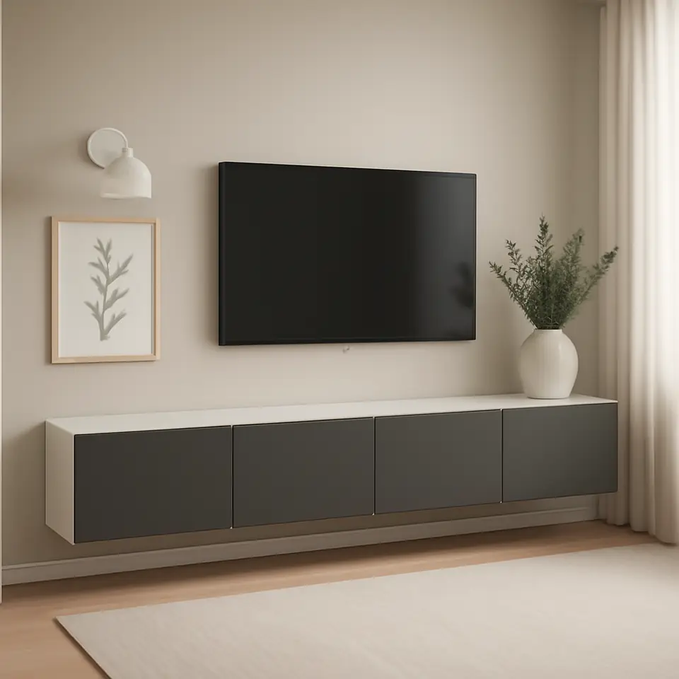 Møbelmontering BESTÅ Tv-bord med låger, hvid/Lappviken mørkegrå, 240x42x38 cm | Få et tilbud i dag
