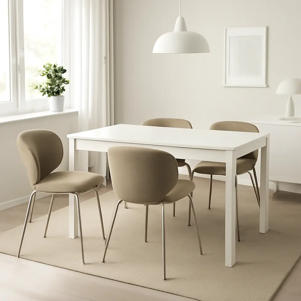 Møbelmontering TONSTAD / KRYLBO Bord og 4 stole, råhvid/Tonerud mørkbeige, 140/196×85 cm | Få et tilbud i dag