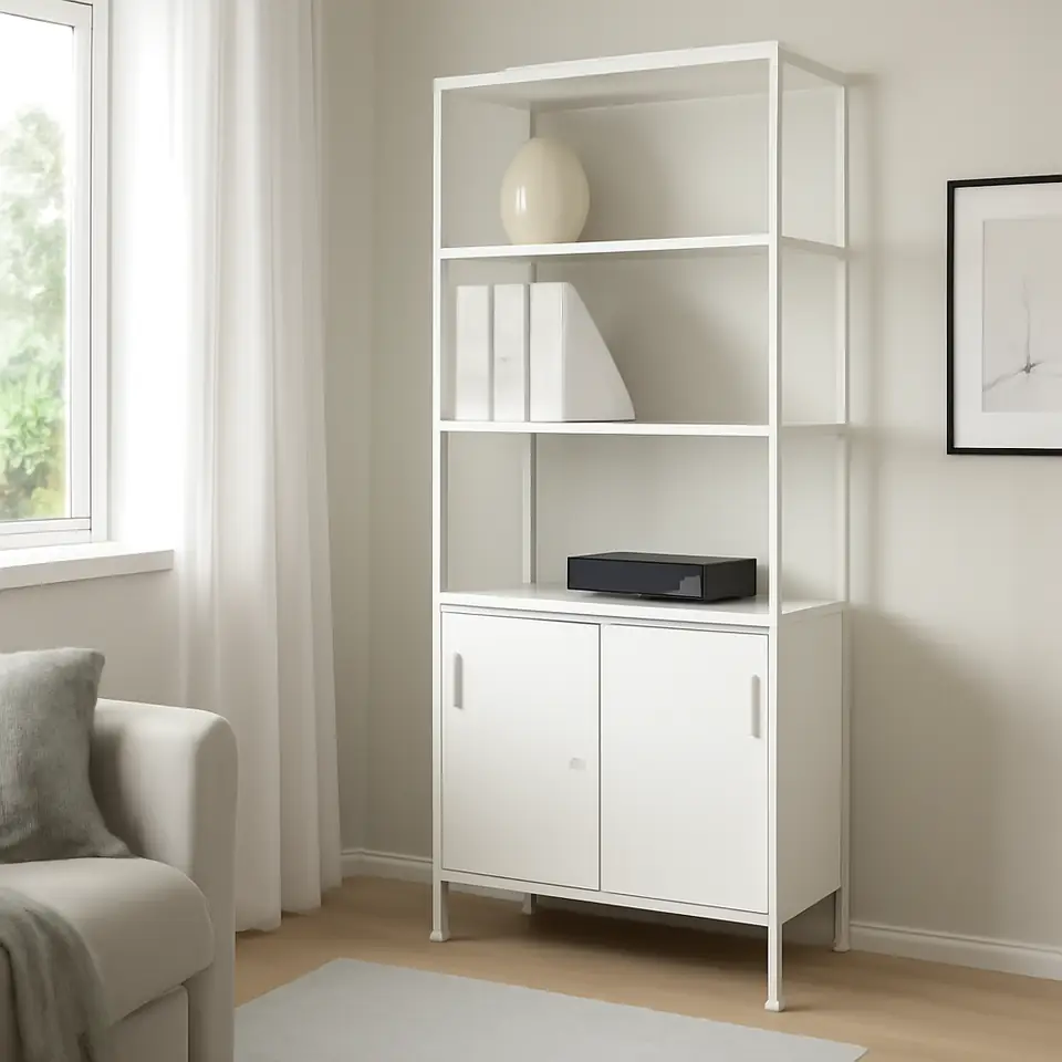 Møbelmontering TROTTEN Skab med skydedøre, hvid, 80x55x180 cm | Få et tilbud i dag