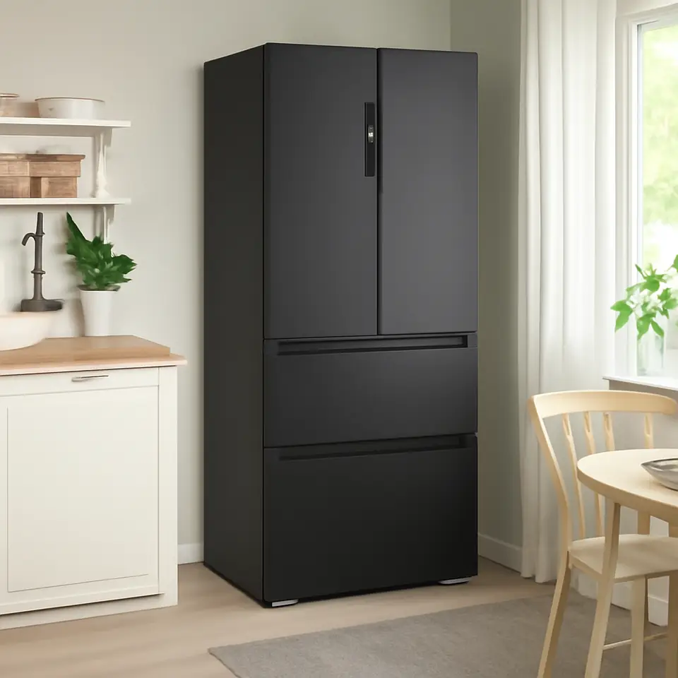 Møbelmontering RIBBENÅS Køleskab/fryser med dobbeltdør, IKEA 700 fritstående/sort rustfrit stål, 347/169 l | Samling af Møbler i Rødovre & Kbh