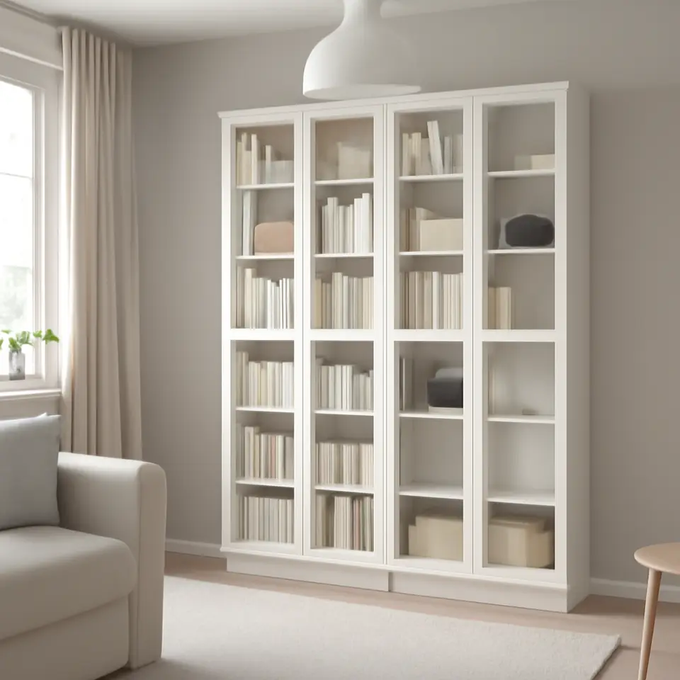 Møbelmontering BILLY / OXBERG Reol, hvid/glas, 160x30x202 cm | Professionel Møbelmontør