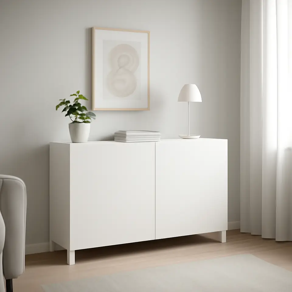 Møbelmontering BESTÅ Opbevaring med låger, hvid/Lappviken/Stubbarp hvid, 120x42x74 cm | Samling af Møbler i Rødovre & Kbh