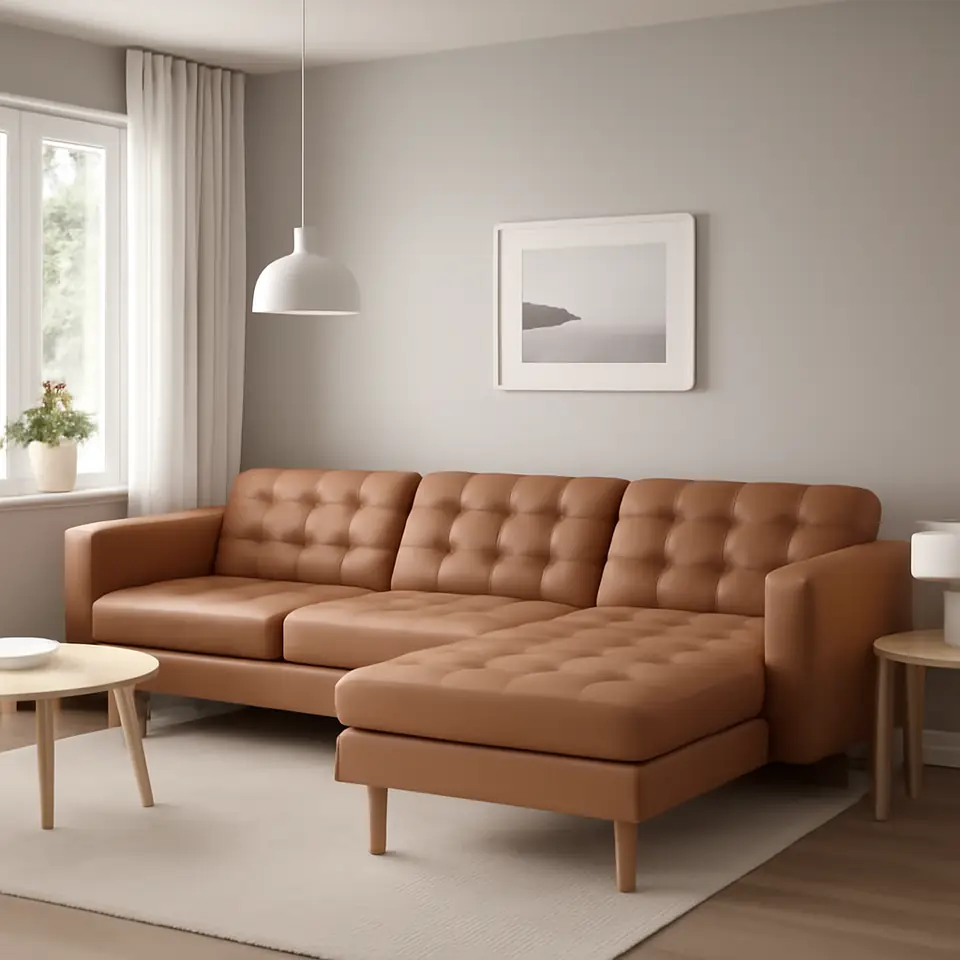 Møbelmontering LANDSKRONA 3-pers. sofa, med chaiselong/Grann/Bomstad gyldenbrun/træ | Få et tilbud i dag