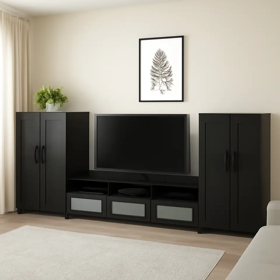 Møbelmontering BRIMNES Tv-møbel, kombination, sort, 336x41x95 cm | Samling af Møbler i Rødovre & Kbh