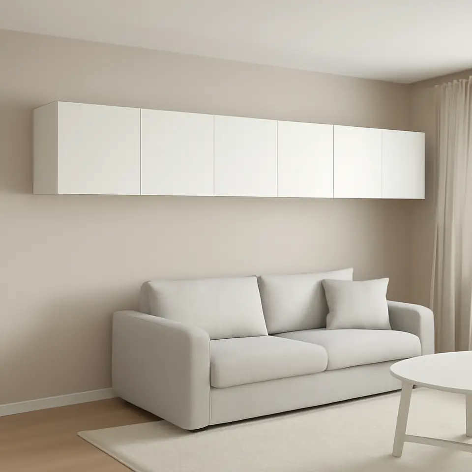 Møbelmontering PLATSA Vægopbevaring, hvid/Fonnes hvid, 240x42x40 cm | Professionel Møbelmontør