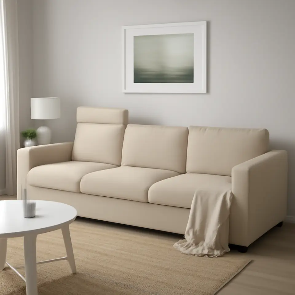 Møbelmontering VIMLE 3-pers. sofa, med nakkepude/Hallarp beige | Professionel Møbelmontør
