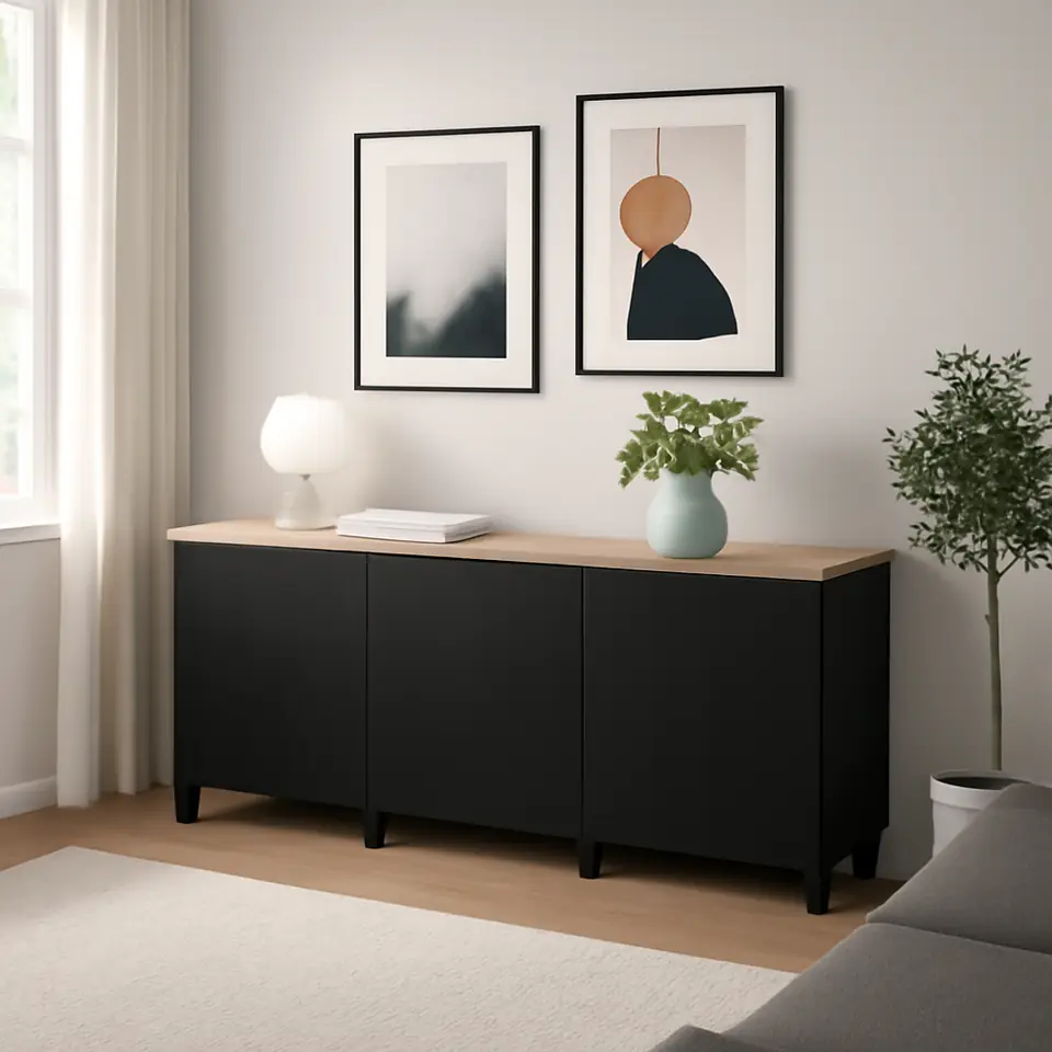 Møbelmontering BESTÅ Opbevaring med låger, sort/Lappviken/Stubbarp sort, 180x42x76 cm | Professionel Møbelmontør
