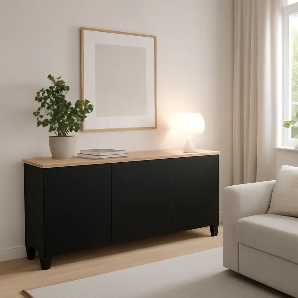 Møbelmontering BESTÅ Opbevaring med låger, sort/Lappviken/Stubbarp sort, 180x42x76 cm | Fast Pris i Storkøbenhavn