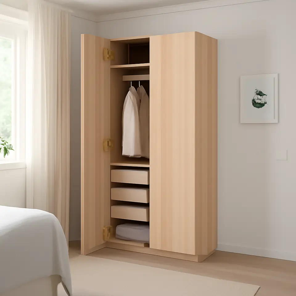 Møbelmontering PAX / FORSAND Garderobekombination, egetræsmønster med hvid bejdse/egetræsmønster med hvid bejdse, 100x60x236 cm | Billig & Hurtig i København