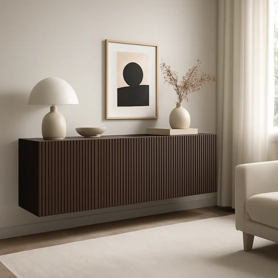 Møbelmontering BESTÅ Vægmonteret skabskombination, sortbrun Björköviken/brun egetræsfiner med bejdse, 180x42x64 cm | Billig & Hurtig i København